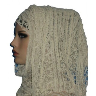 Laced wrap hijab - White color